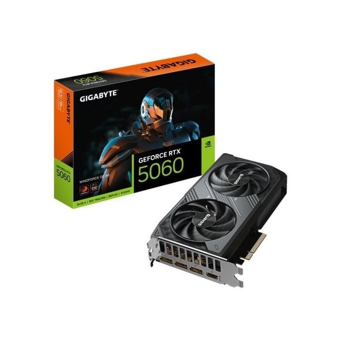 Tarjeta Gráfica Gigabyte GeForce RTX 5060 WINDFORCE OC 8GB GDDR7 Reflex 2 RTX AI DLSS4
