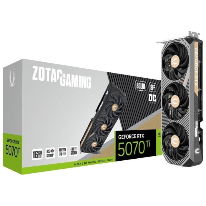 Tarjeta Gráfica ZOTAC GAMING GeForce RTX 5070 Ti SOLID SFF OC 16GB GDDR7 Reflex 2 RTX AI DLSS4