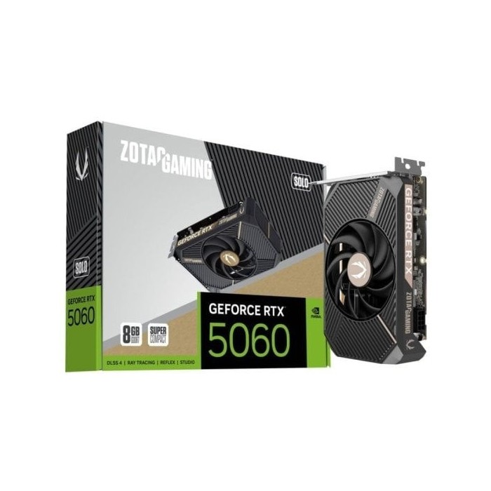 Tarjeta Gráfica ZOTAC GAMING GeForce RTX 5060 SOLO 8GB GDDR7 Reflex 2 RTX AI DLSS4