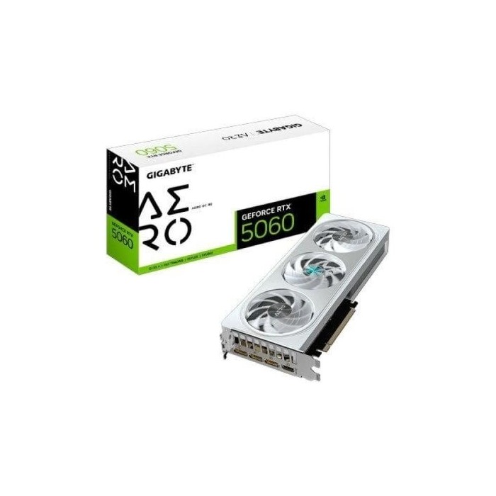 Tarjeta Gráfica GIGABYTE RTX 5060 8GB GDDR7 AERO OC triple ventilador blanca