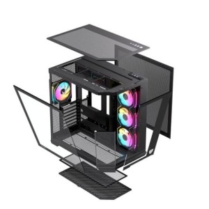 Torre PC Nfortec Pulsar ARGB Semi Torre ATX con Doble Cristal Templado 4 Ventiladores Backrouting N