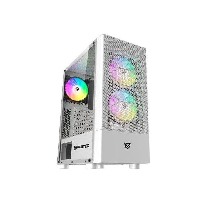 Torre PC Nfortec Caelum RGB Torre ATX con Frontal Mallado Cristal Templado USB 3.0 Blanca
