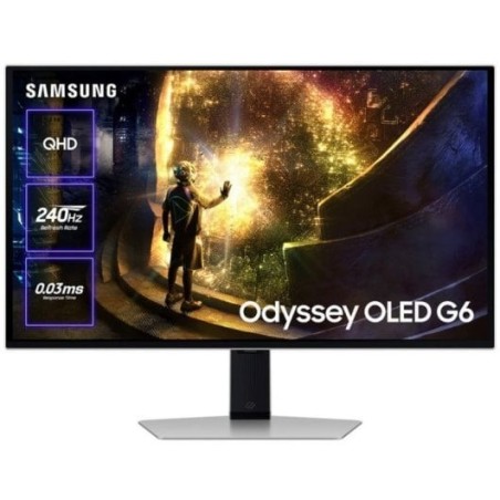 Monitor Samsung 27″ QHD 240Hz OLED FreeSync G-SYNC Smart TV Plata