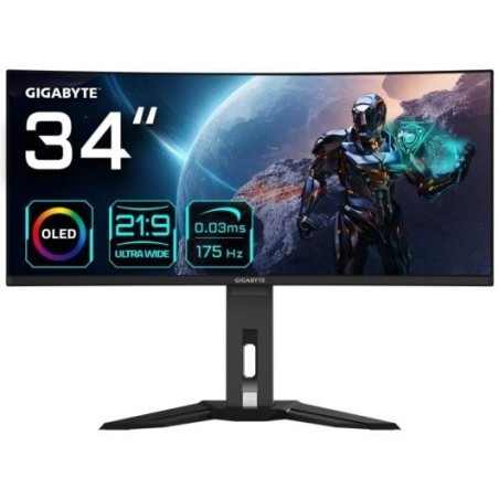 Monitor Gigabyte MO34WQC 34" QD-OLED UltraWide QHD 175Hz 0.03ms Altura Ajustable FreeSync Premium Pro Curva