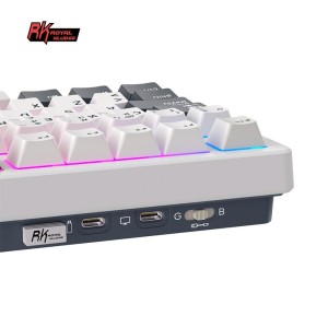 Teclado para Mac y Windows Royal Kludge RKS85 ISO-ES RGB Hot-Swappable Switch Beige Wireless White Night
