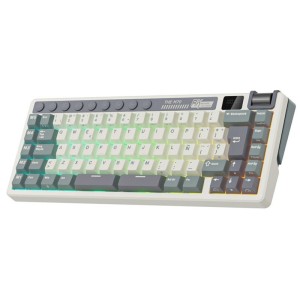Teclado para Mac y Windows Royal Kludge RKM70 ISO-ES RGB Hot-Swappable Switch Cream Wireless Cyan Purple