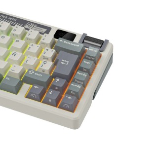 Teclado para Mac y Windows Royal Kludge RKM70 ISO-ES RGB Hot-Swappable Switch Cream Wireless Cyan Purple