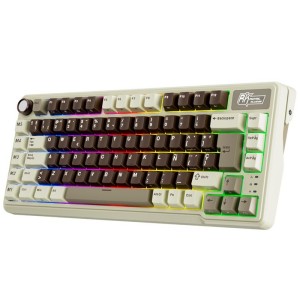 Teclado para Mac y Windows Royal Kludge RKL75 ISO-ES RGB Hot-Swappable Switch Beige Wireless Mokko Grey