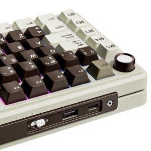 Teclado para Mac y Windows Royal Kludge RKL75 ISO-ES RGB Hot-Swappable Switch Beige Wireless Mokko Grey