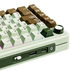Teclado para Mac y Windows Royal Kludge RKL75 ISO-ES RGB Hot-Swappable Switch Cream Wireless Palm Green