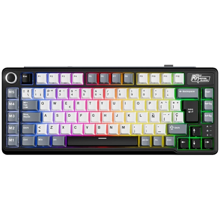 Teclado para Mac y Windows Royal Kludge RKL75 ISO-ES RGB Hot-Swappable Switch Cream Wireless Knight Black