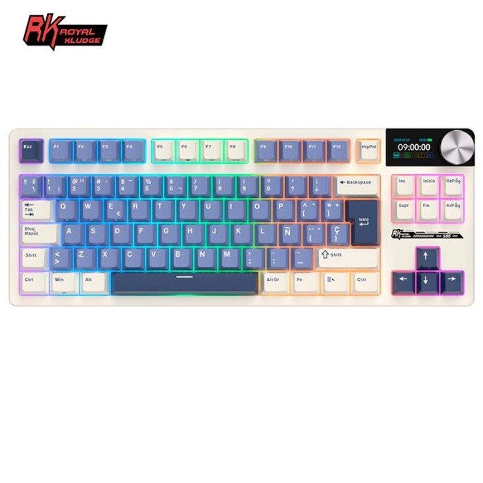 Teclado Gaming Royal Kludge RKS85 ISO-ES RGB Hot-Swappable Switch Beige Wireless Horizon Blue