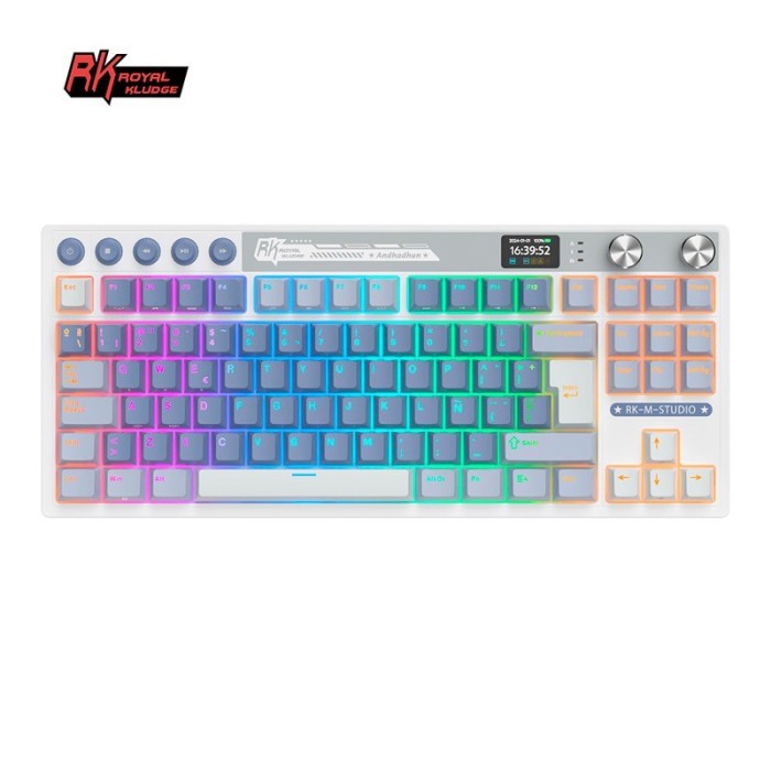 Teclado para Mac y Windows Royal Kludge RKM87 ISO-ES RGB Hot-Swappable Switch Blue Wireless Ocean Blue