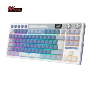 Teclado para Mac y Windows Royal Kludge RKM87 ISO-ES RGB Hot-Swappable Switch Blue Wireless Ocean Blue