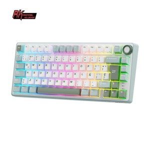 Teclado para Mac y Windows Royal Kludge RKR75 ISO-ES Hot-Swappable Switch Silver Speed Skycyan