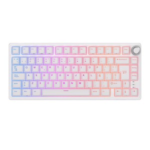 Teclado para Mac y Windows Royal Kludge RKR75 ISO-ES Hot-Swappable Switch Silver Speed White Edition