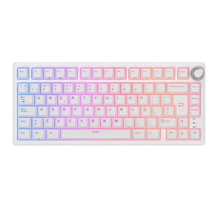 Teclado para Mac y Windows Royal Kludge RKR75 ISO-ES Hot-Swappable Switch Silver Speed White Edition