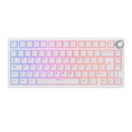 Teclado para Mac y Windows Royal Kludge RKR75 ISO-ES Hot-Swappable Switch Silver Speed White Edition