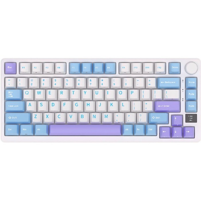Teclado para Mac y Windows Royal Kludge RKM75 RGB ISO-ES Hot-Swappable Switch Brown Wireless Taro Milk
