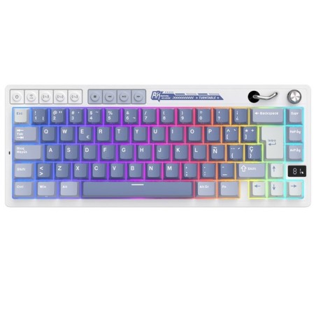 Teclado para Mac y Windows Royal Kludge RKM65 ISO-ES RGB Hot-Swappable Switch Cream Wireless Ocean Blue