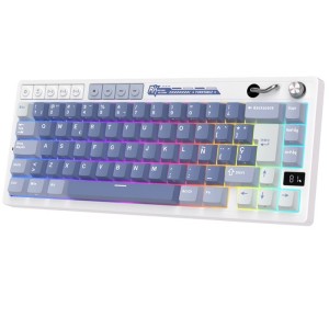 Teclado para Mac y Windows Royal Kludge RKM65 ISO-ES RGB Hot-Swappable Switch Cream Wireless Ocean Blue