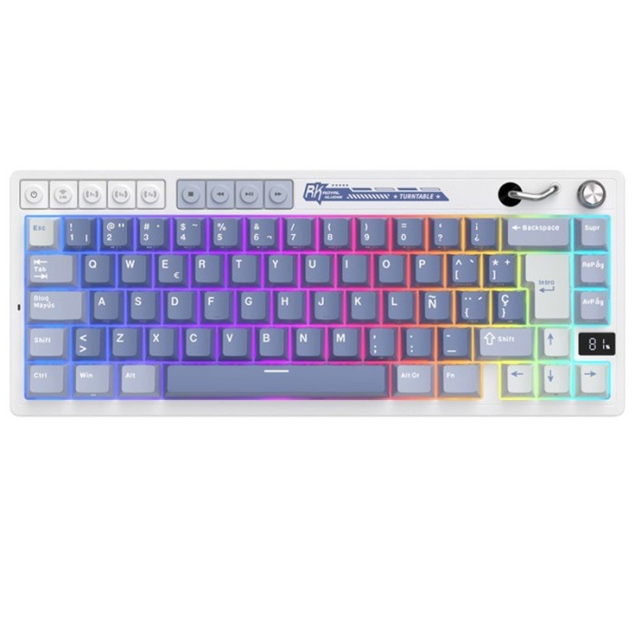 Teclado para Mac y Windows Royal Kludge RKM65 ISO-ES RGB Hot-Swappable Switch Beige Wireless Ocean Blue