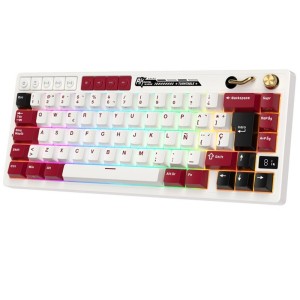 Teclado para Mac y Windows Royal Kludge RKM65 ISO-ES RGB Hot-Swappable Switch Beige Wireless Famicom