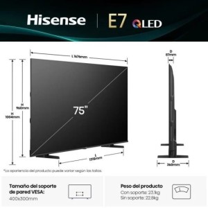 TV Hisense QLED 75E7Q 75″ 4K Dolby Vision, Dolby Atmos, HDMI 2.1, VRR, Alexa