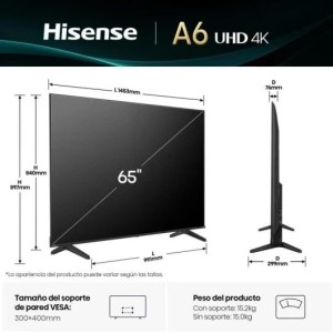 TV Hisense Direct-LED 65A6Q 65″ 4K Dolby Vision HDR10+ Game Mode Plus Alexa VIDAA