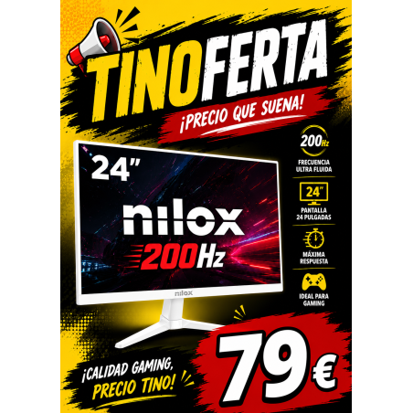 TINOFERTA Monitor Nilox NXM24FHD2001 23,8" FullHD 200Hz IPS 1ms Blanco HDMI DisplayPort