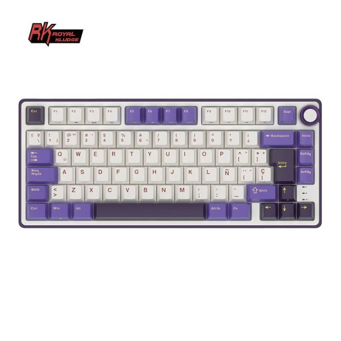 Teclado Royal Kludge RKR75 ISO-ES Hot-Swappable Switch Silver Speed Blackberry