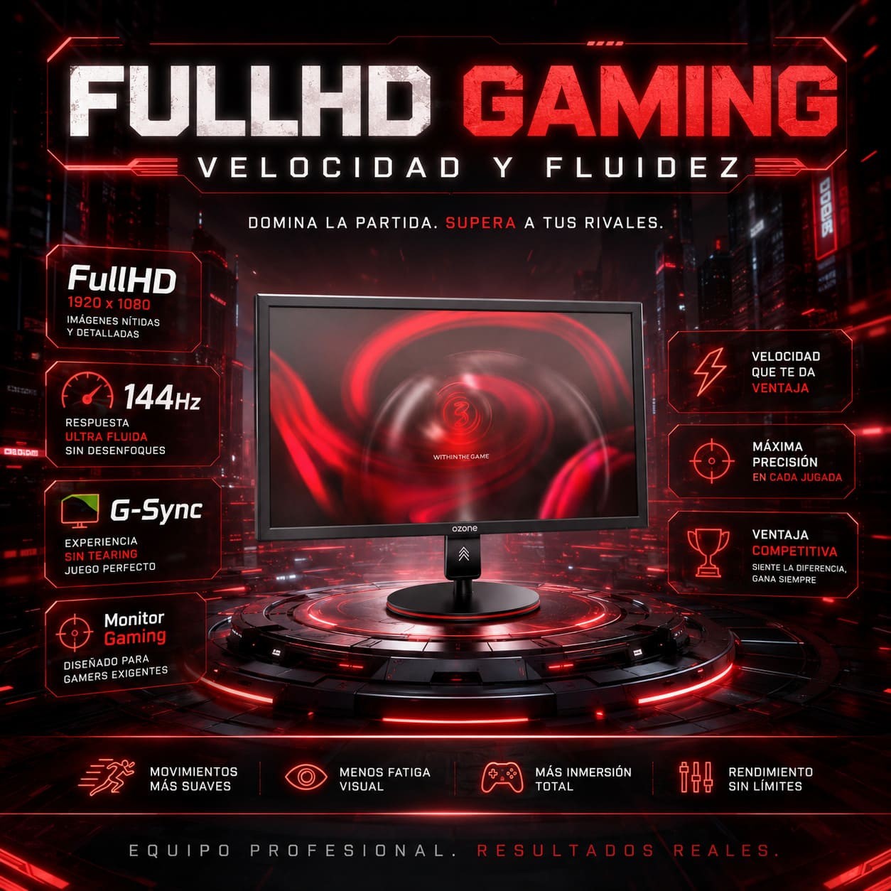 Ozone DSP25 PRO 24.5" LED FullHD G-Sync 144Hz Monitor Gaming