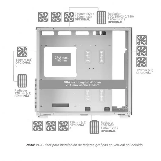Caja Gaming Mars Gaming MC-NOVA E-ATX XXL con Doble Cristal Templado - Imagen 2