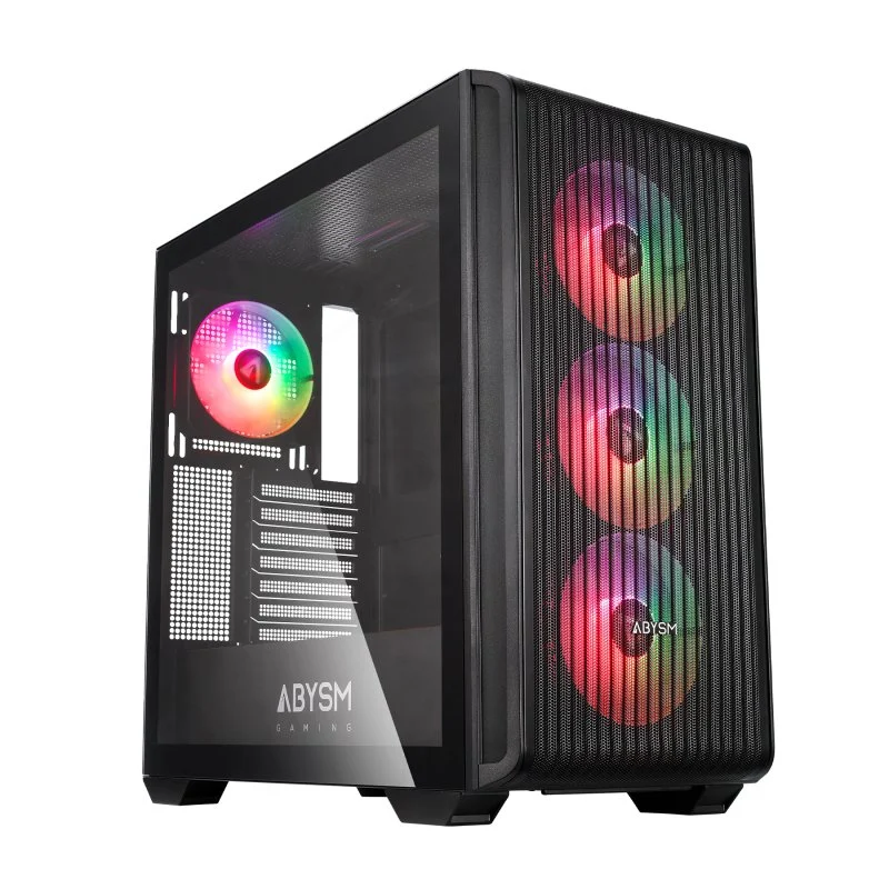 Abysm Danube Kamp BX300 Negra – Caja Full Tower con Cristal Templado, 4 Ventiladores ARGB y USB-C