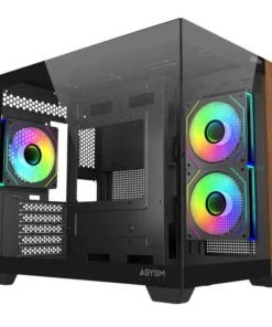 Abysm Danube Sava Nature 285C Negra – Caja Micro-ATX con Madera, Cristal Templado y ARGB