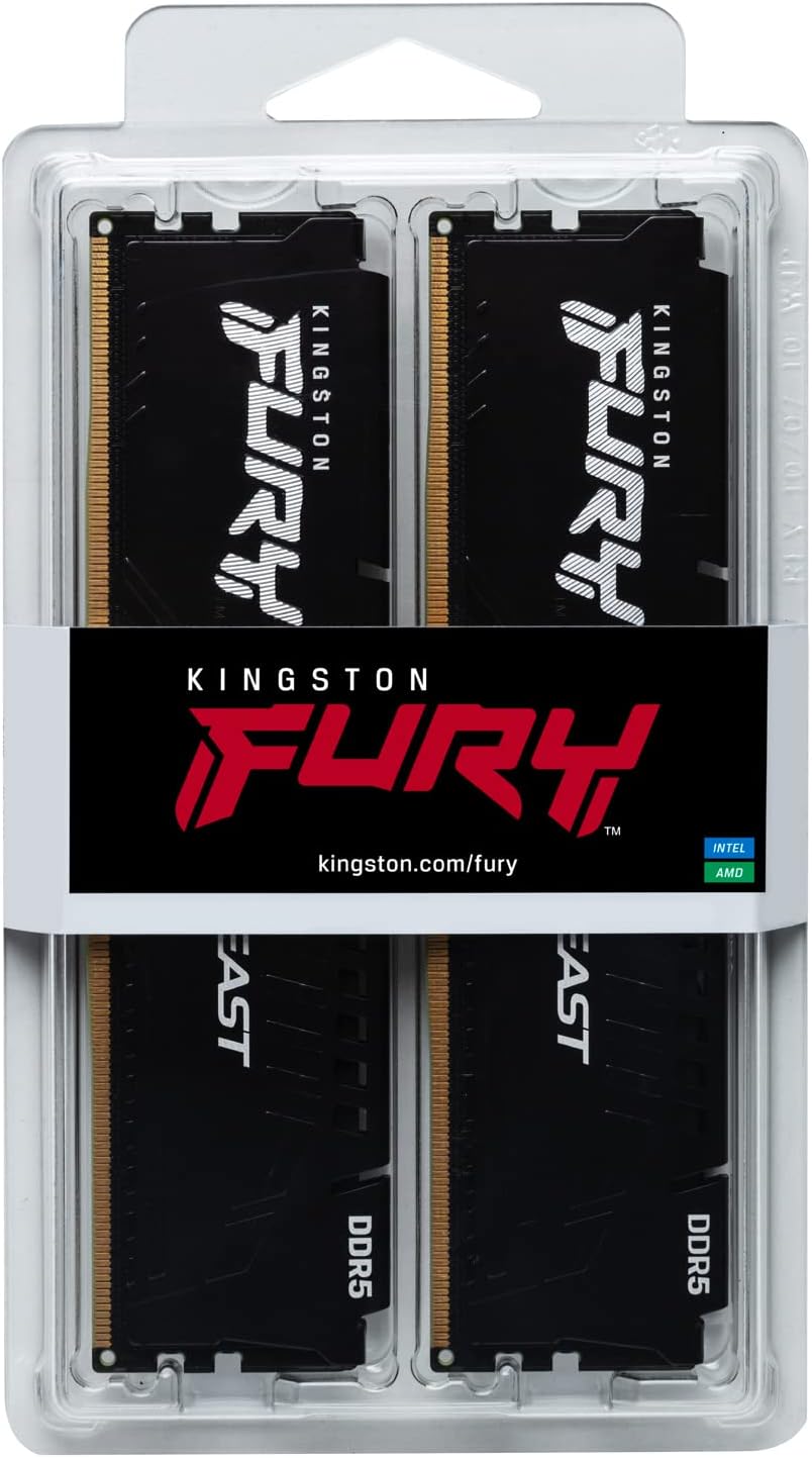 Memoria RAM Kingston FURY Beast DDR5 16GB 5200MHz CL40 Kit 2x8GB Negro