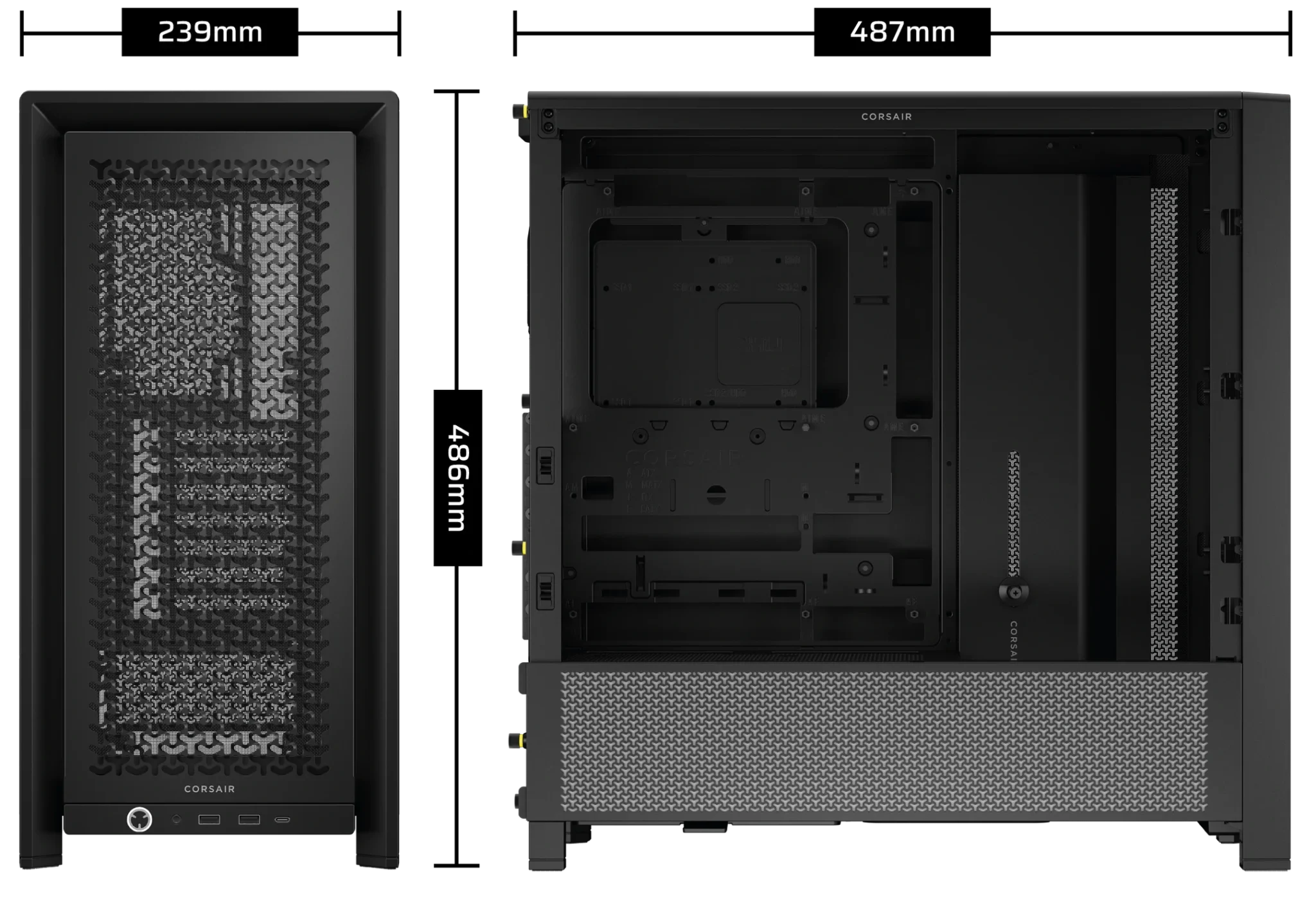 Corsair FRAME 4000D RS ARGB Negra – Caja ATX Modular con 3 Ventiladores ARGB - Imagen 3